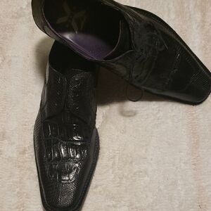 X David Widtown Vero Cuoi Beutiful Black Shoe Genuine Caiman, Crocodile & Lizard